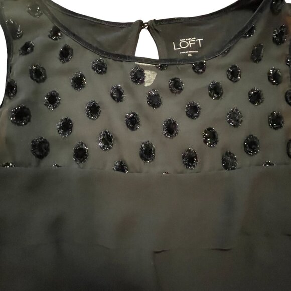 Ann Taylor Polka-Dots & Ruffled Tiers Sheer Sleeveless Top - Picture 2 of 6